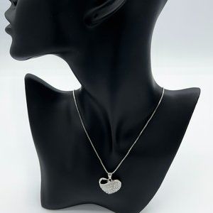 Swarovski Crystal Elements 3-D Heart on a Silver Toned Necklace